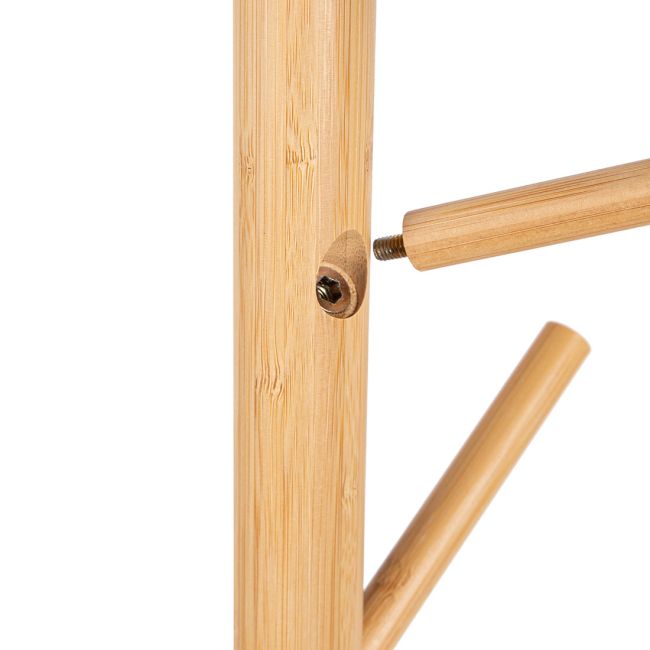 Perchero Natural de Bambú con Ganchos Ajustables