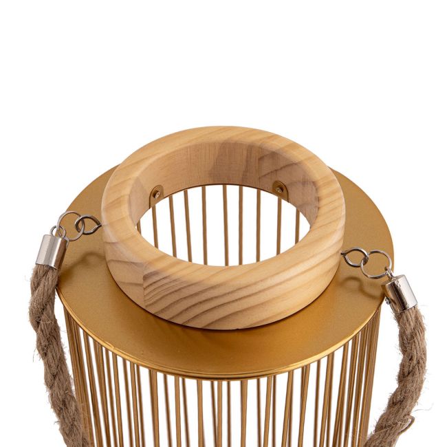 Linterna Decorativa Rústica de Madera y Hierro