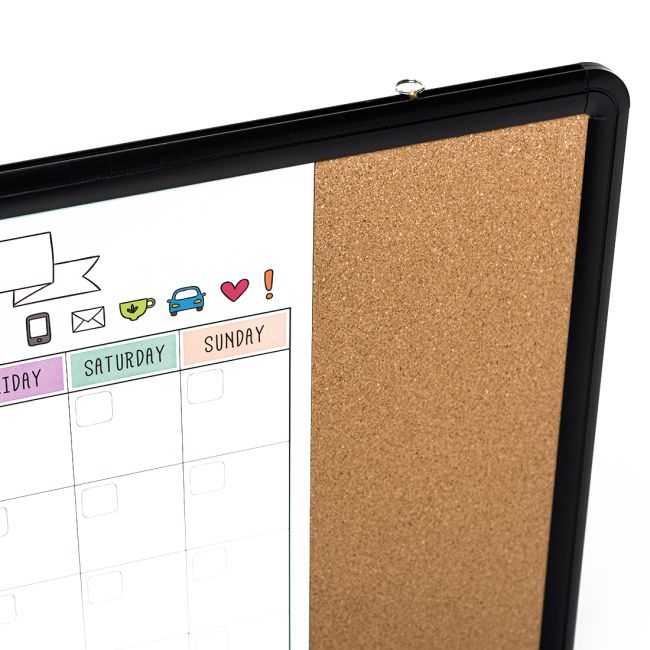 Pizarra Acrílica con Corcho y Marco de Aluminio