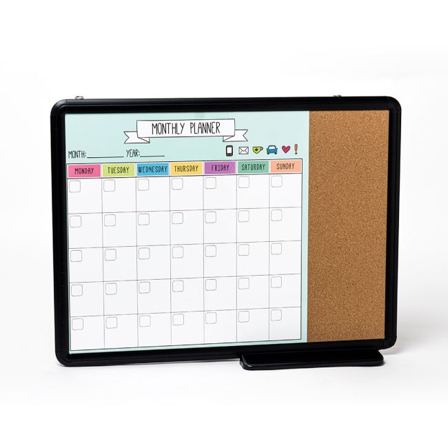 Pizarra Acrílica con Corcho y Marco de Aluminio