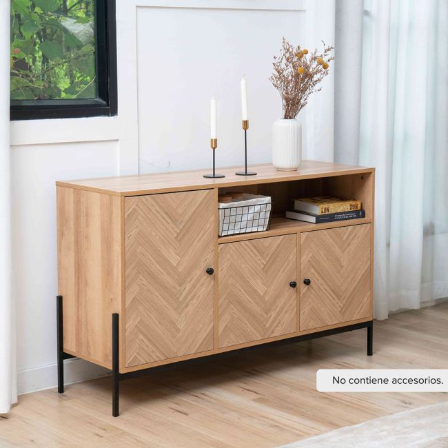 Bufetera de 3 Puertas con Estante en MDF