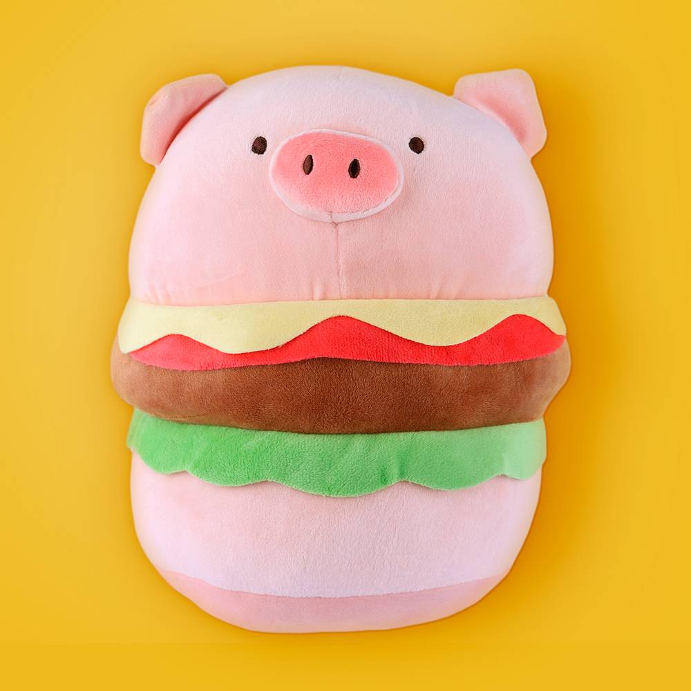 Peluche de cerdito de hamburguesa