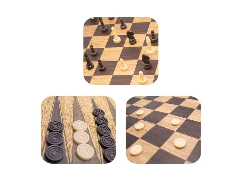 Novelty de juegos 3 en 1 ajedrez damas y backgammon
